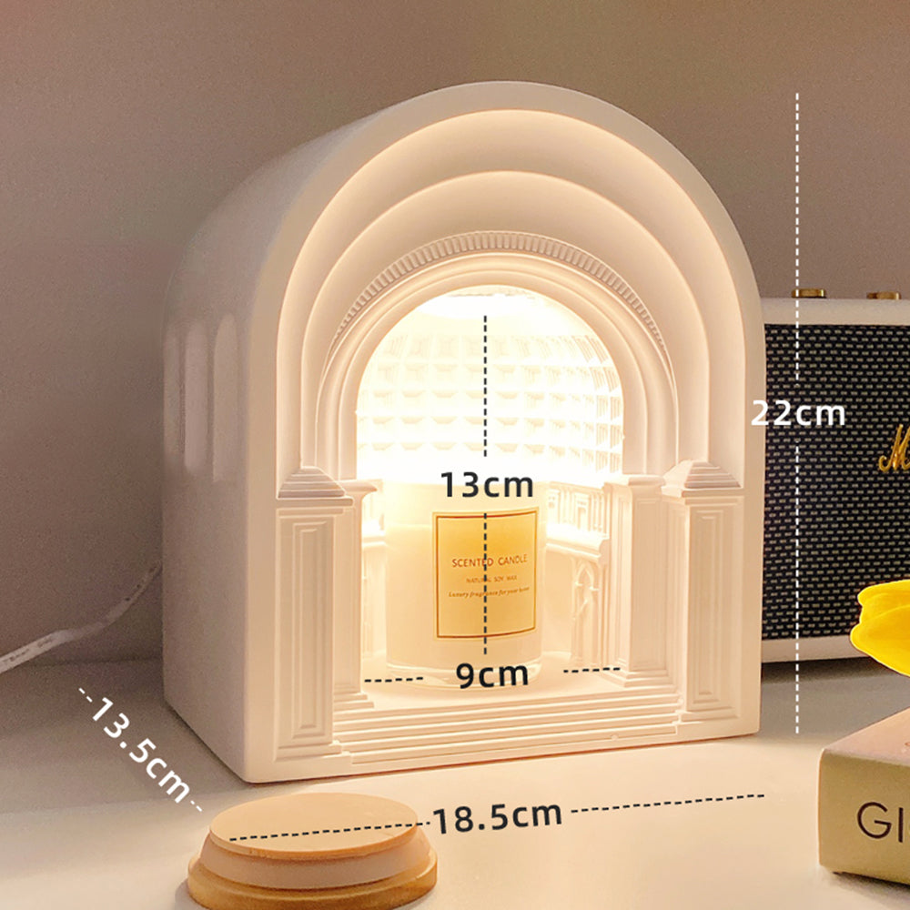 Félicie Art Deco Dome Candle Gypsum Table Lamp, White
