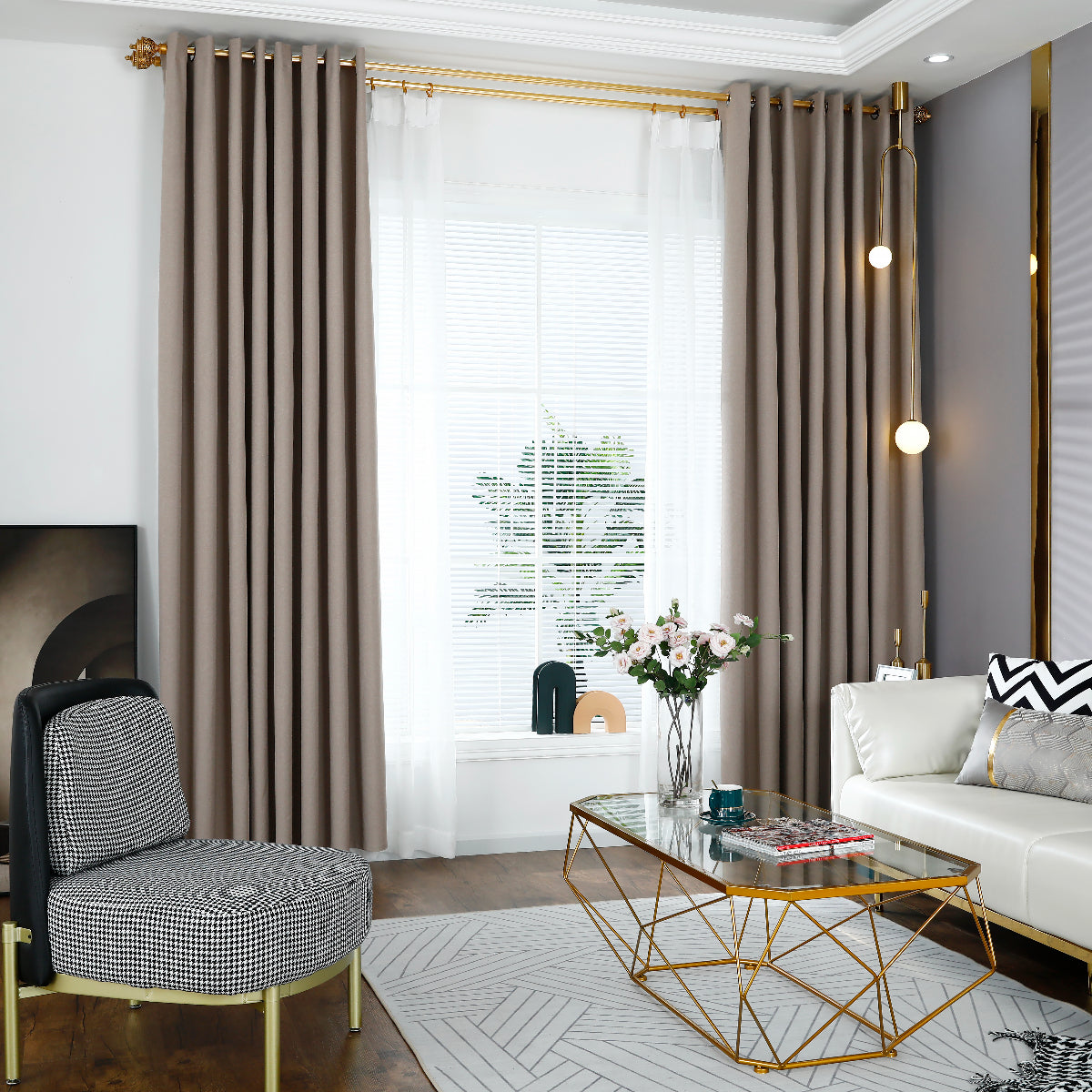 Modern Linen Solid Color Blackout Thermal Insulated Curtains