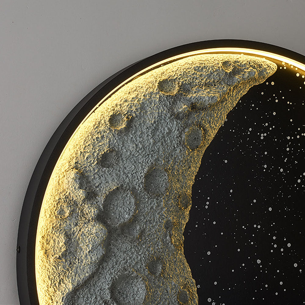 Elif Modern Astronaut Moon Metal Black Wall Lamp