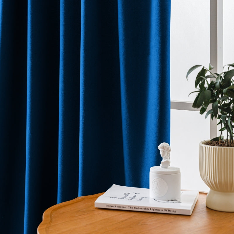 Modern Solid Blackout Flannel 63/84/95 Inches Long Curtains, 5 Colors