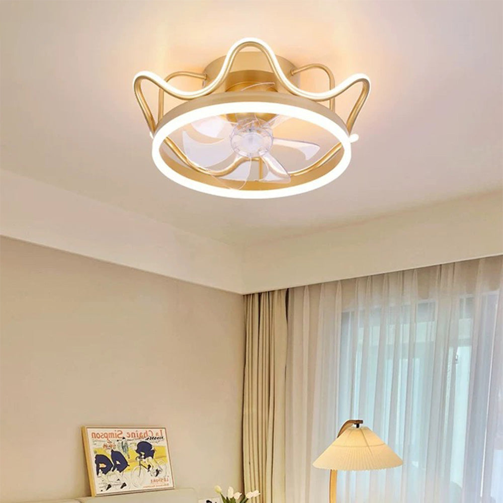Kelley Crown Flush Mount Ceiling Fan with Light, 19.7''
