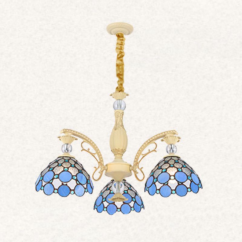 Alessio Mediterranean Branch Glass/Metal Chandelier, Blue