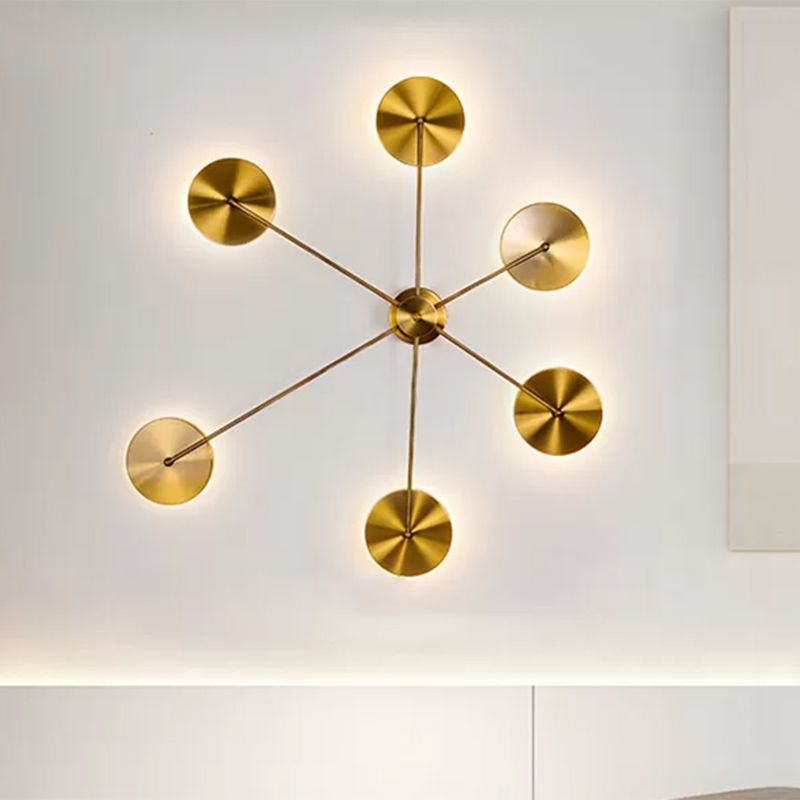 Leigh Modern Round Sputnik Shape Metal Wall Lamp, Gold