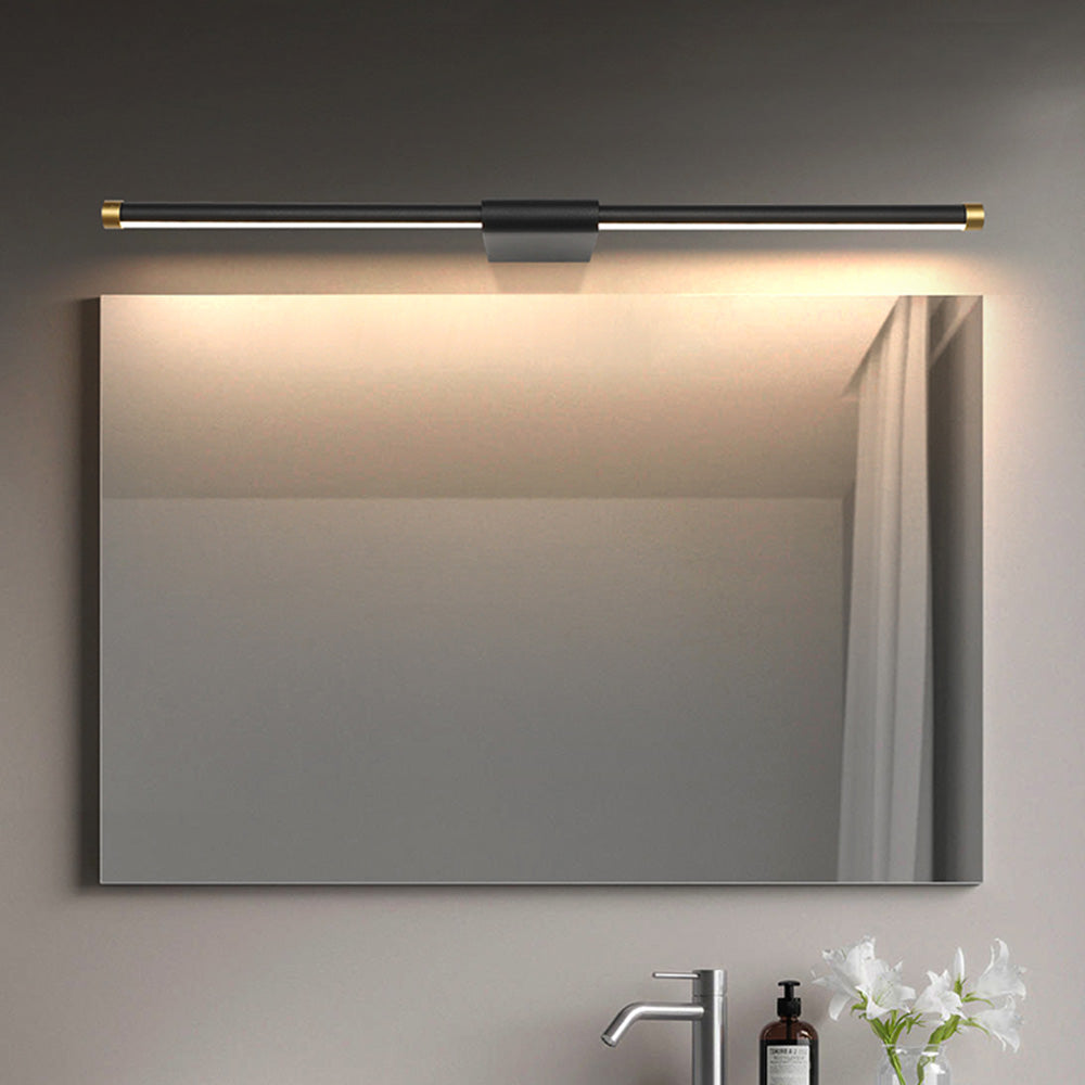 Edge Minimalist Linear Mirror Front Metal Wall Lamp, Black/Gold