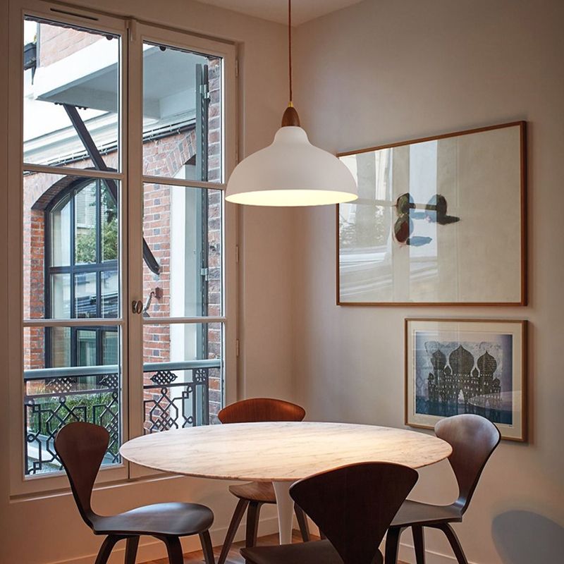 Morandi Modern Bowl-shaped Metal Pendant Light, Black/White