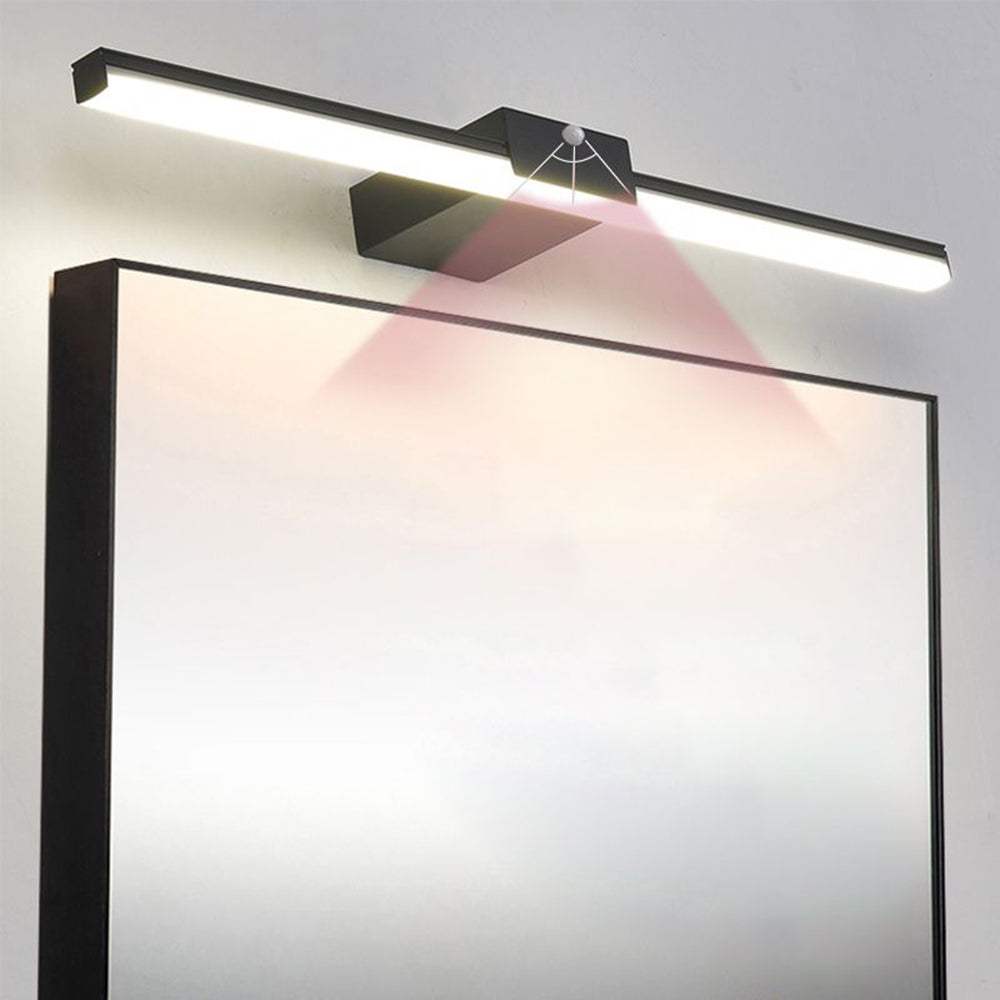 Edge Minimalist Linear Metal Wall Lamp, Black/White, Bathroom