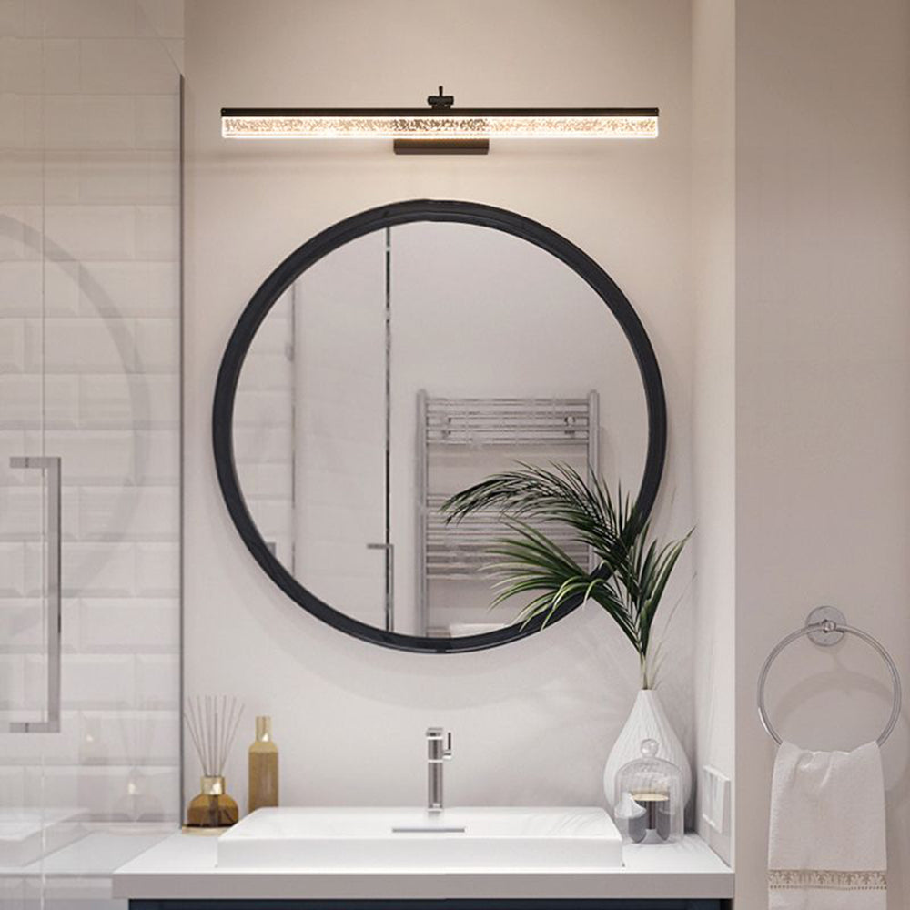 Edge Minimalist Linear Metal/Acrylic Mirror Front Vanity Wall Lamp, Black/White/Silver