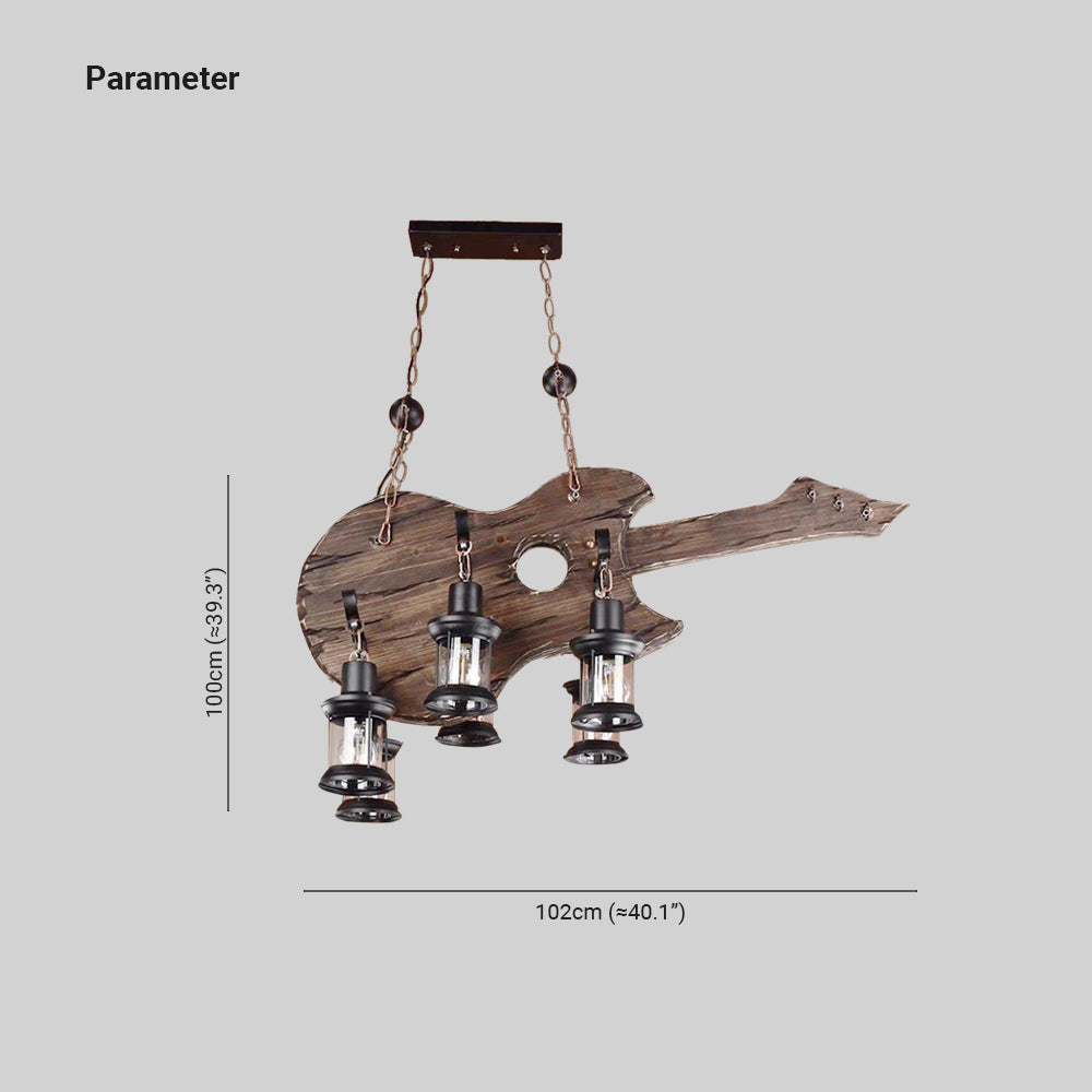Austin Farmhouse 6 Lantern Guitar Wood/Metal Pendant Light
