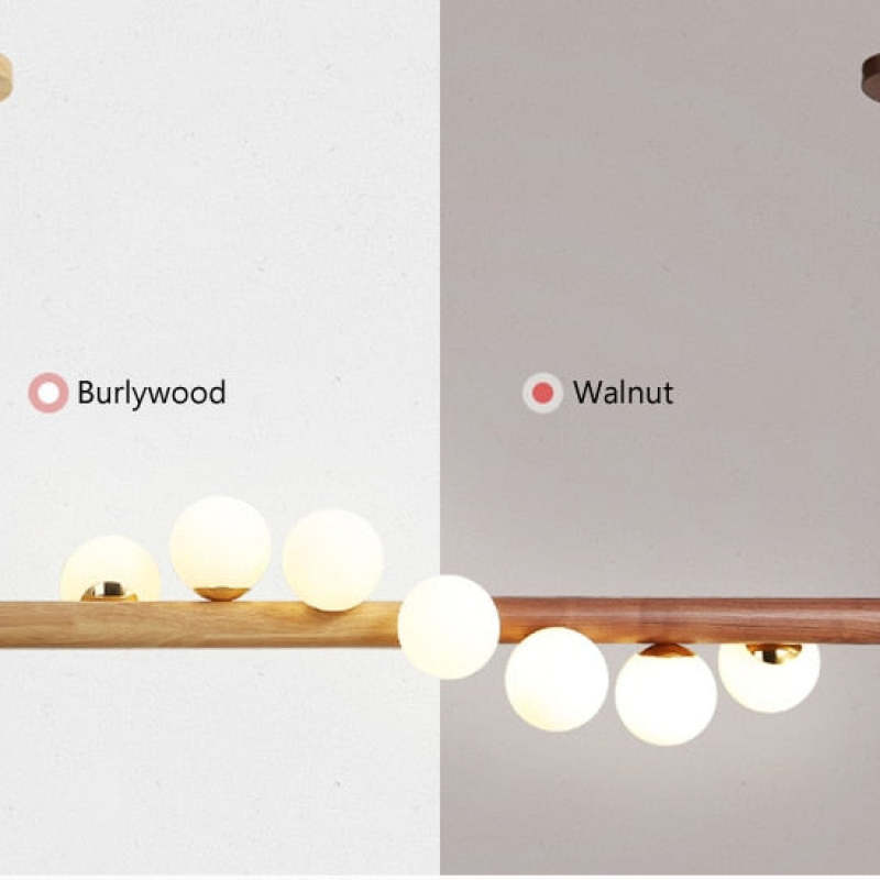Valentina Glass Bubble Pendant Light, Wood/Walnut