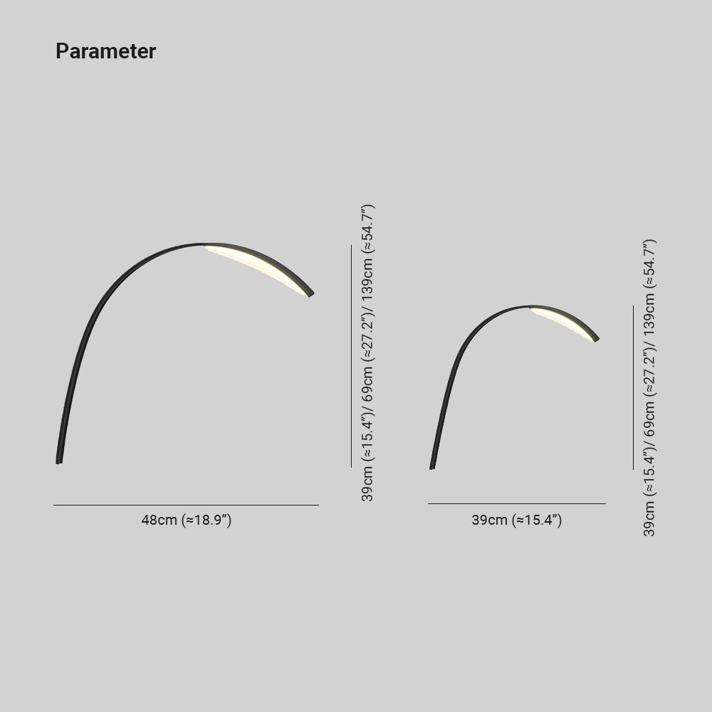 Orr Minimalist Arc Acrylic/Metal Ground Lamp, Black, Pool