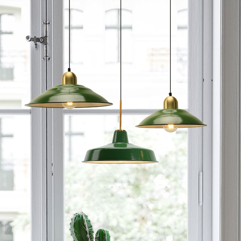 Cairns Vintage Metal Arched Pendant Light, Green
