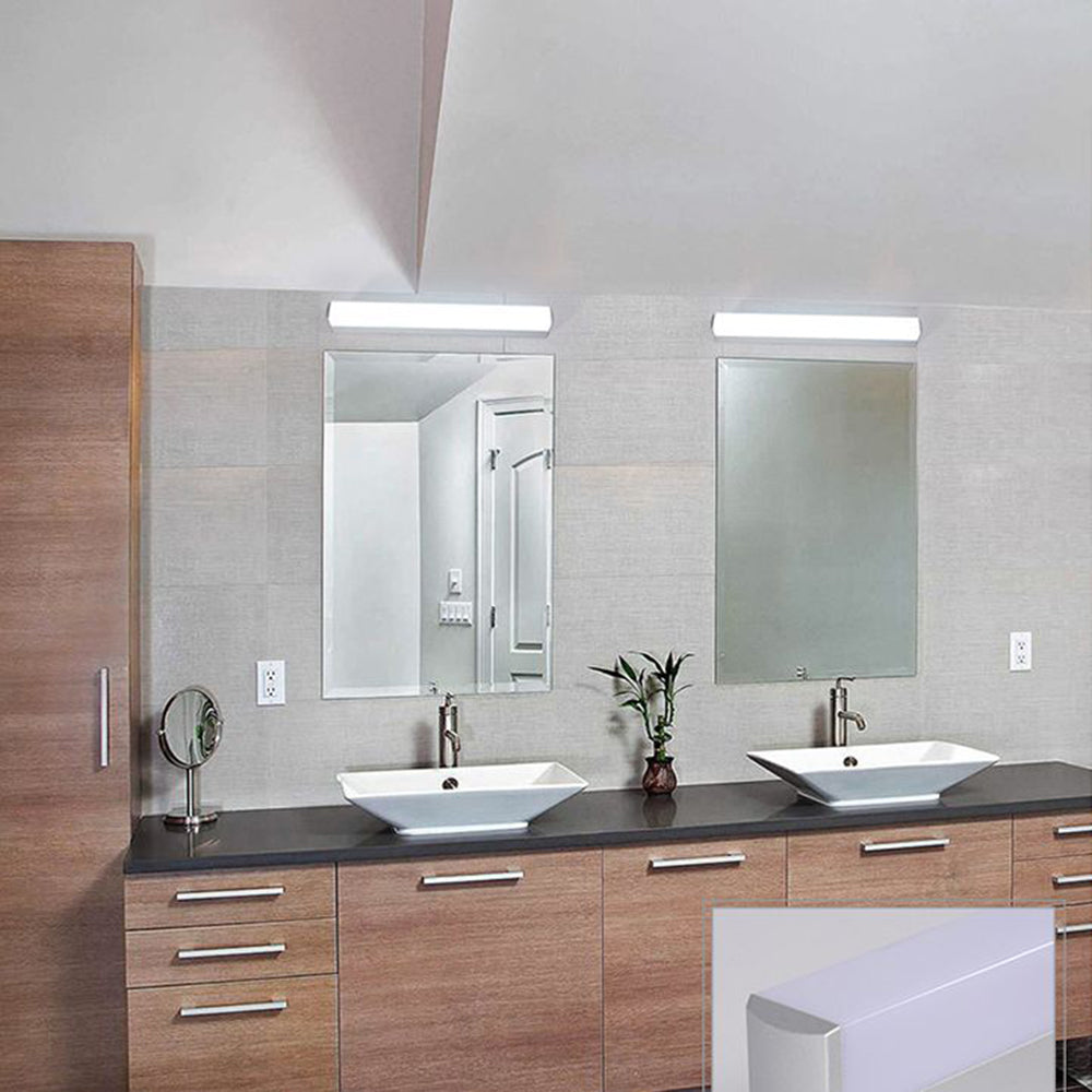 Leigh Modern Rectangular Acrylic Mirror Front Vanity Wall Lamp, White