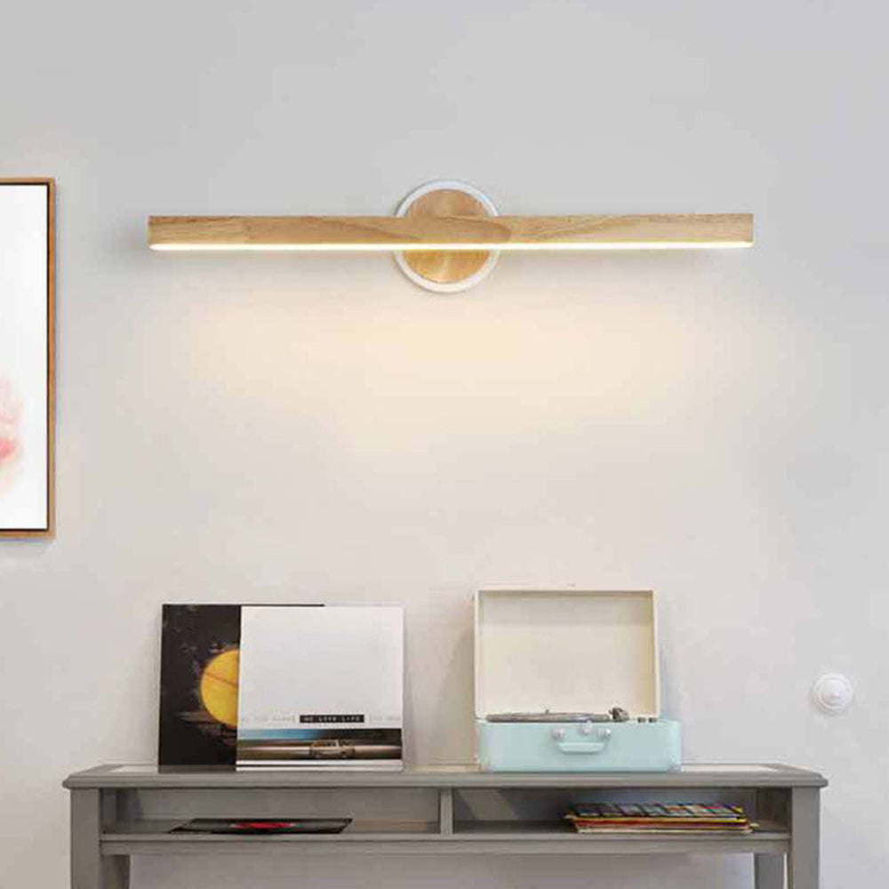 Ozawa Modern Linear Wooden Mirror Front Vanity Wall Lamp