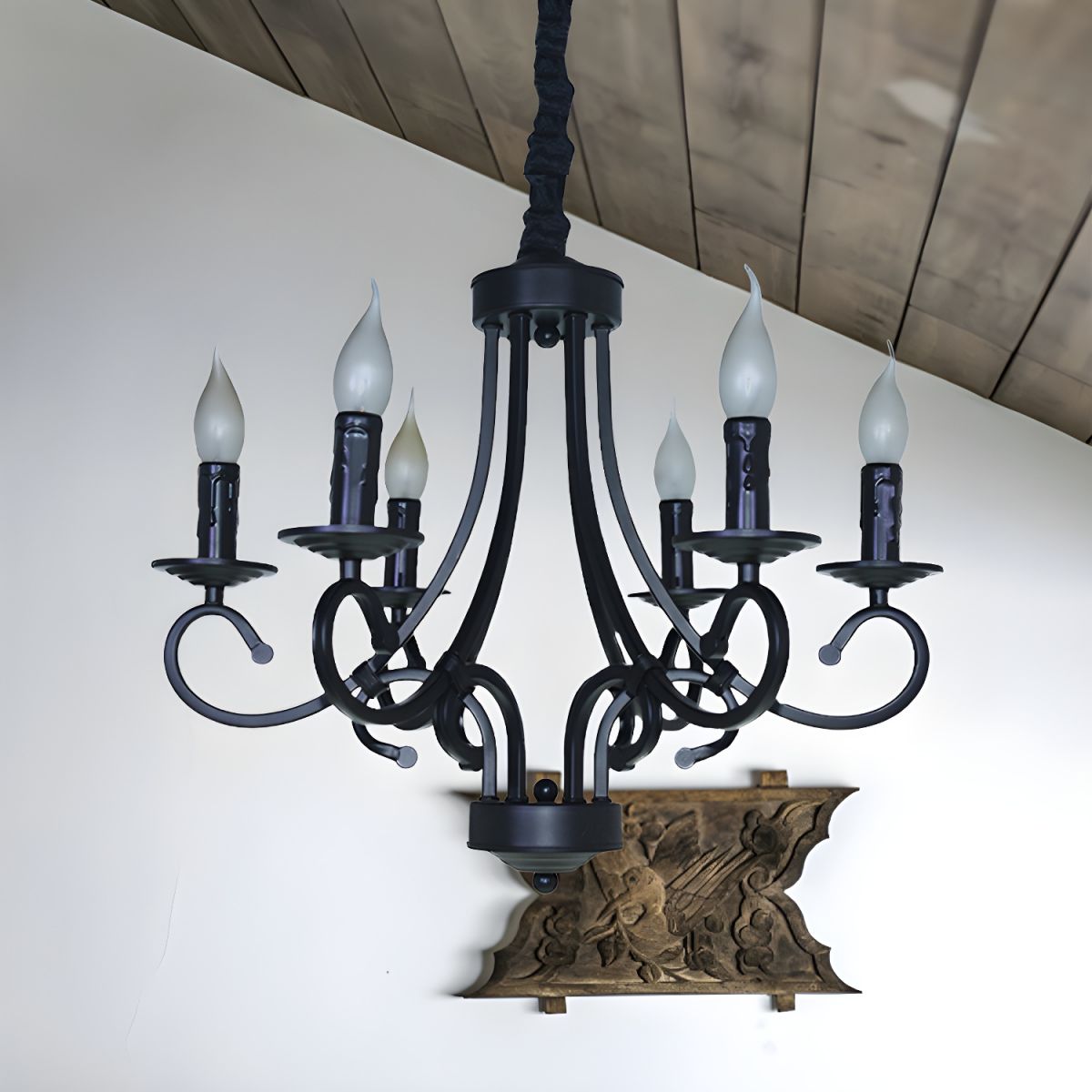 Marilyn Vintage Mental Candle Chandelier, Black