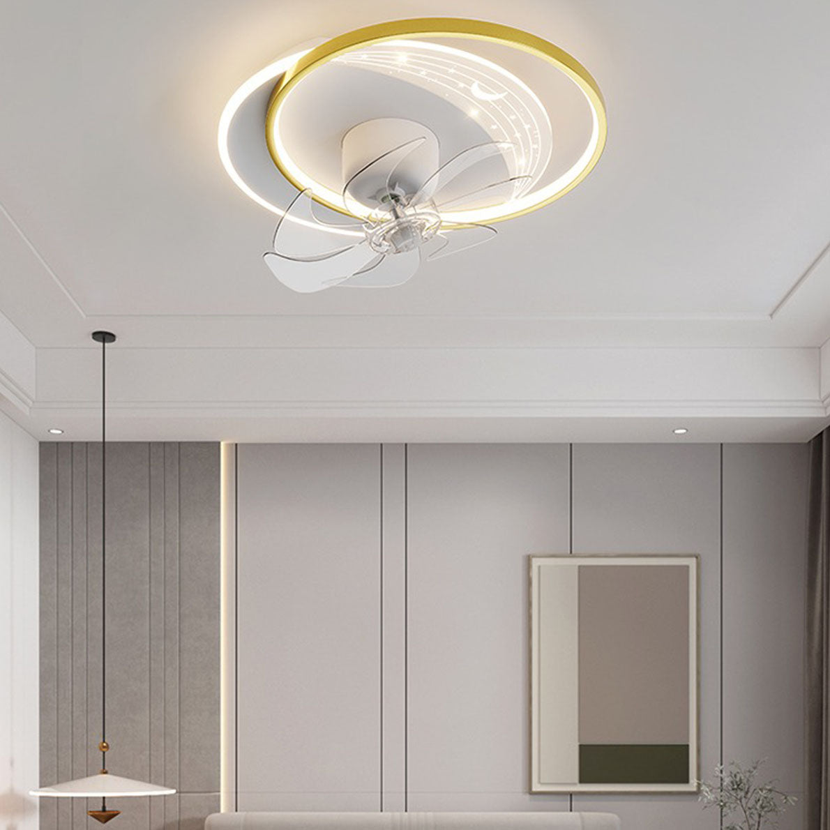 Kelley Flush Mount Ceiling Fan with Light, 4 Style, 19.7''/35.4''