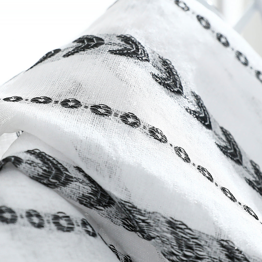 Modern White Sheer Curtains, Black Love Stripes, Children's Room