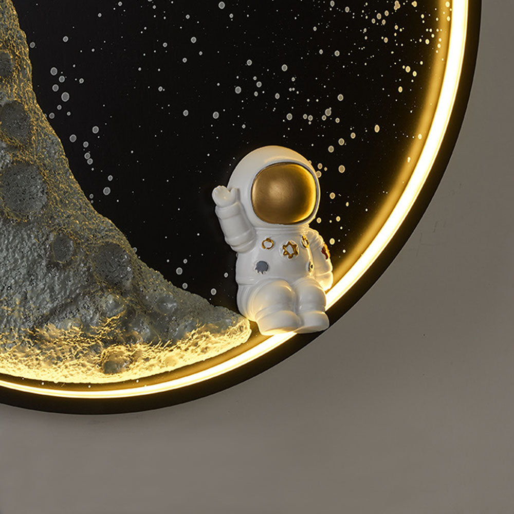 Elif Modern Astronaut Moon Metal Black Wall Lamp