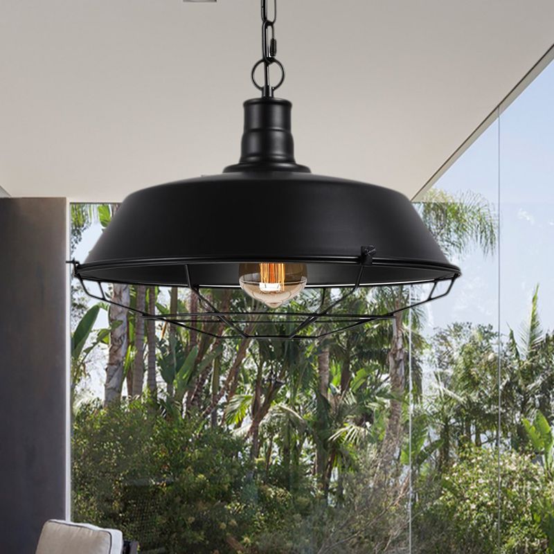 Alessio Farmhouse Swag Barn Pendant Light, Black