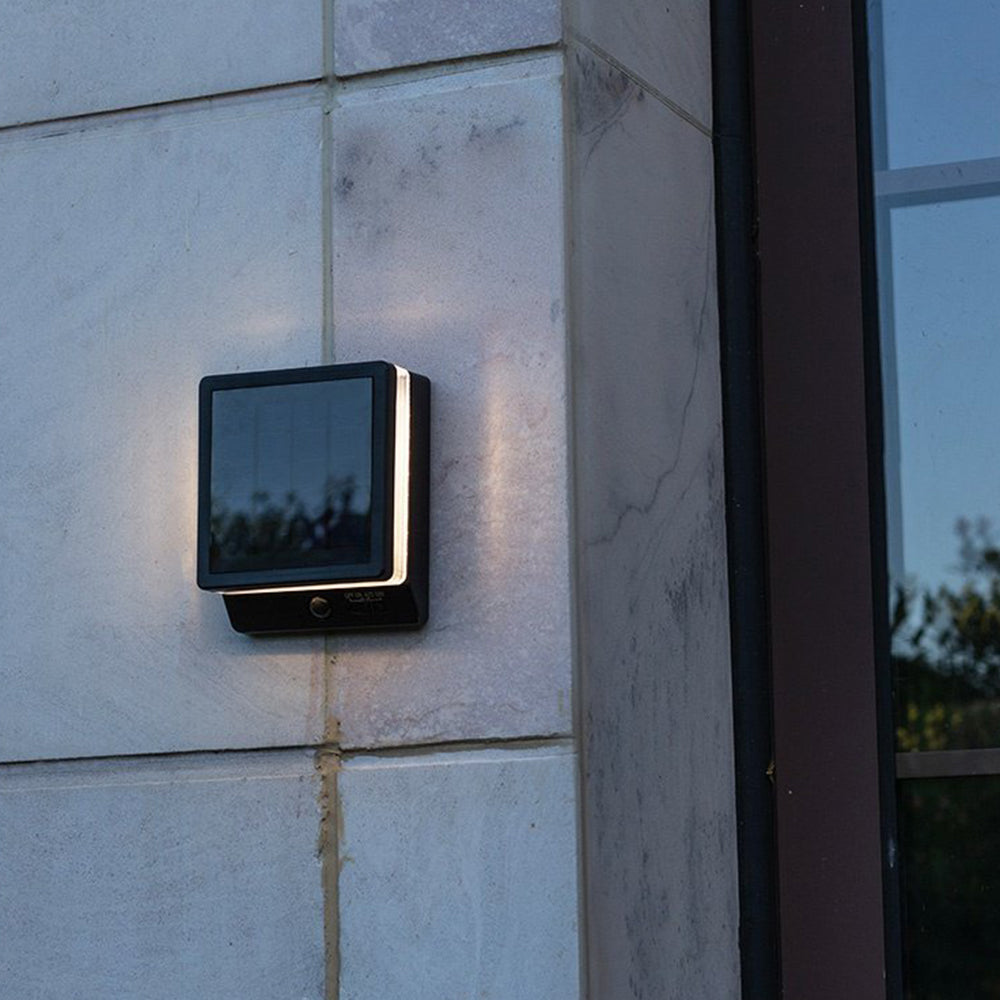 Orr Modern Minimalist Right-Angle Acrylic Sensor Solar Waterproof Outdoor Wall Lamp, Black