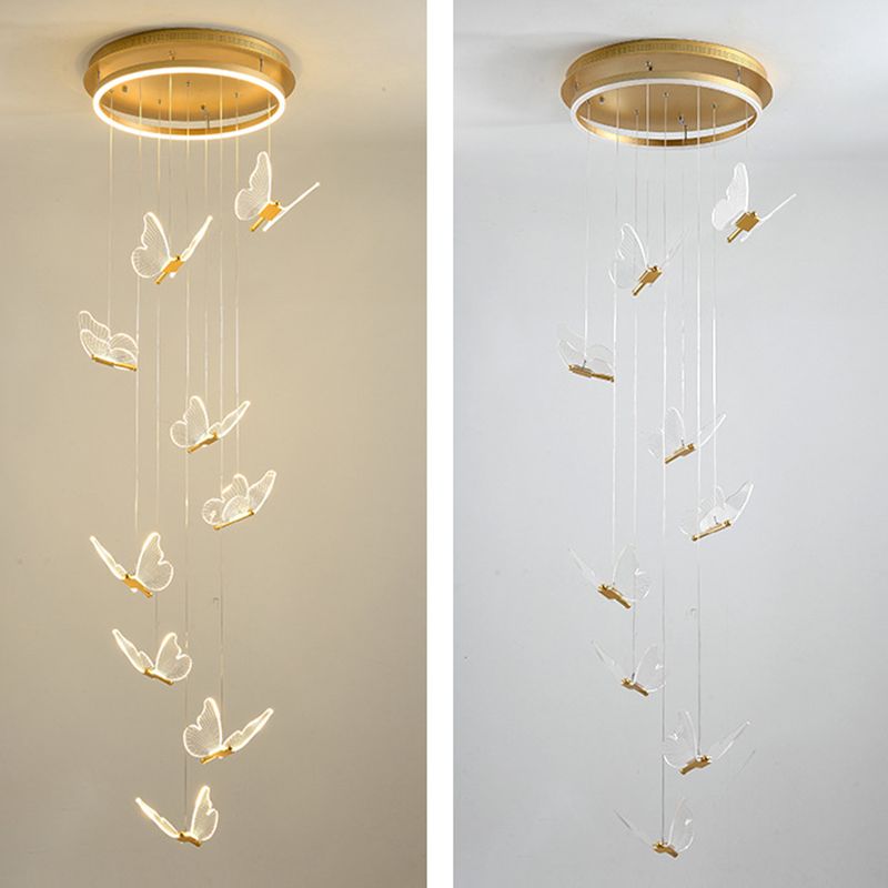 Olivia Pendant Light Butterfly Modern Luxury, Metal/Acrylic, Gold, Corridor