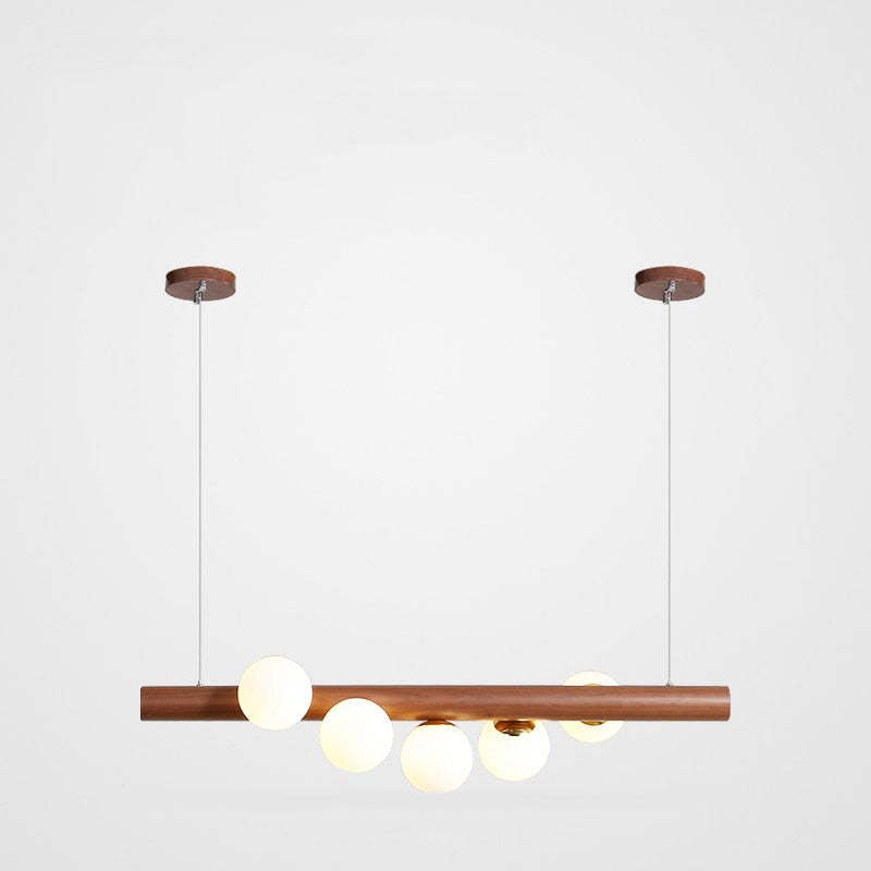 Valentina Glass Bubble Pendant Light, Wood/Walnut