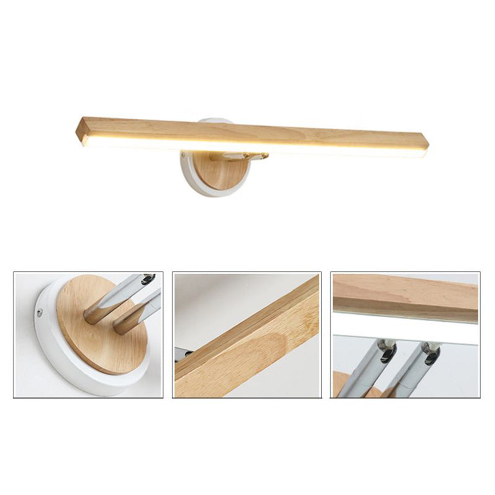 Ozawa Modern Linear Wooden Mirror Front Vanity Wall Lamp