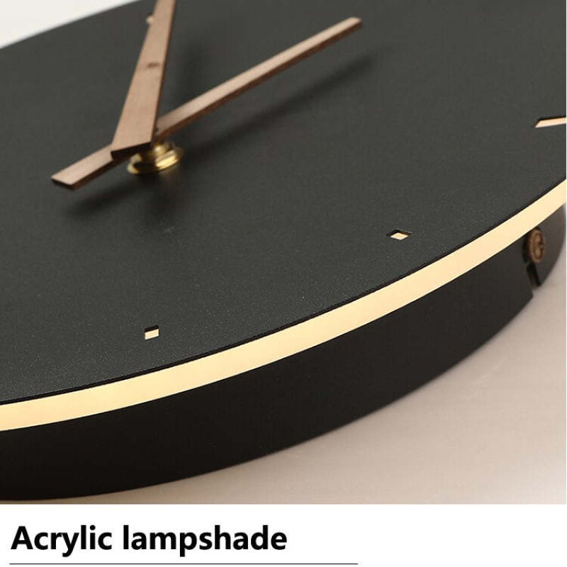 Morandi Nielsen Modern Clock Metal Wall Lamp, Gold/Black