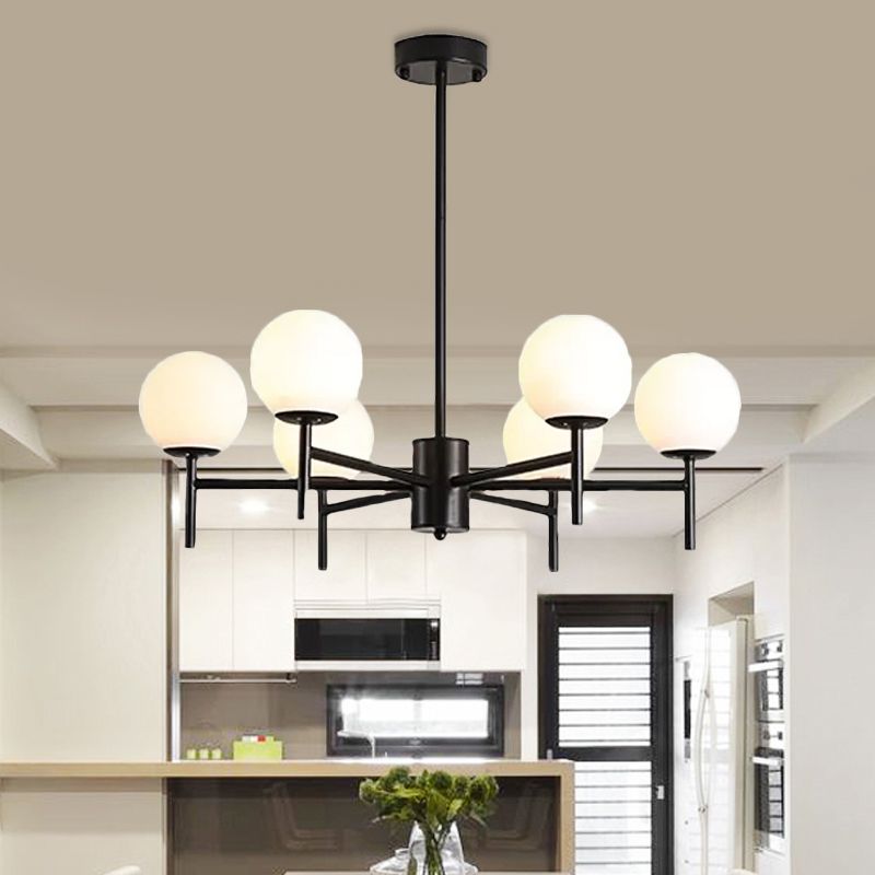 Valentina Modern Ball Glass/Metal Chandelier, Black/Gold