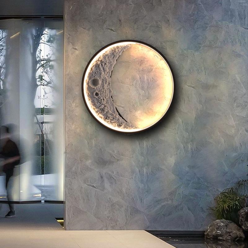 Elif Outdoor Wall Lamp Moon Modern, Led, Black, Courtyard