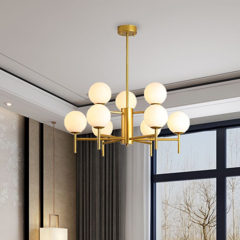 Valentina Modern Ball Glass/Metal Chandelier, Black/Gold