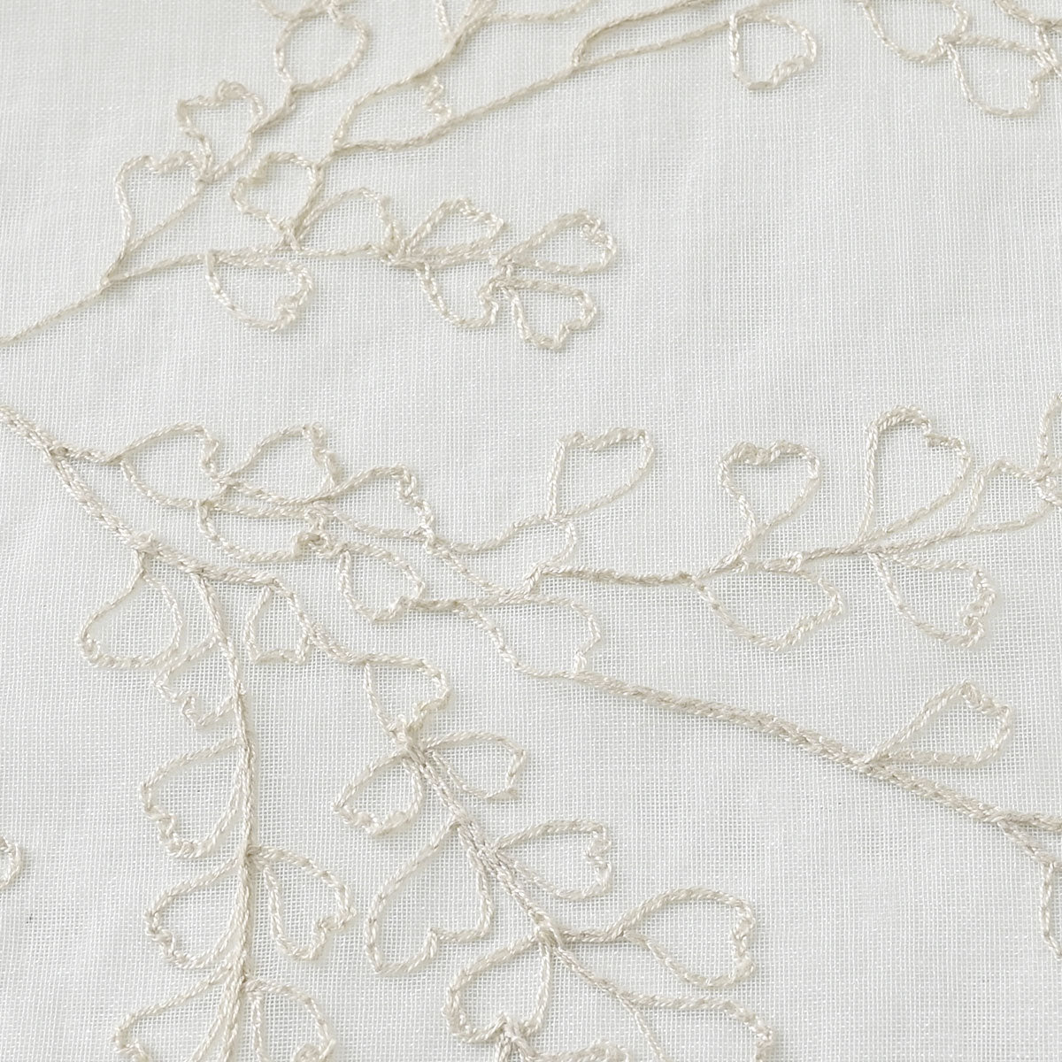 Modern Tree Branch Polyester Sheer Curtains, White/Beige