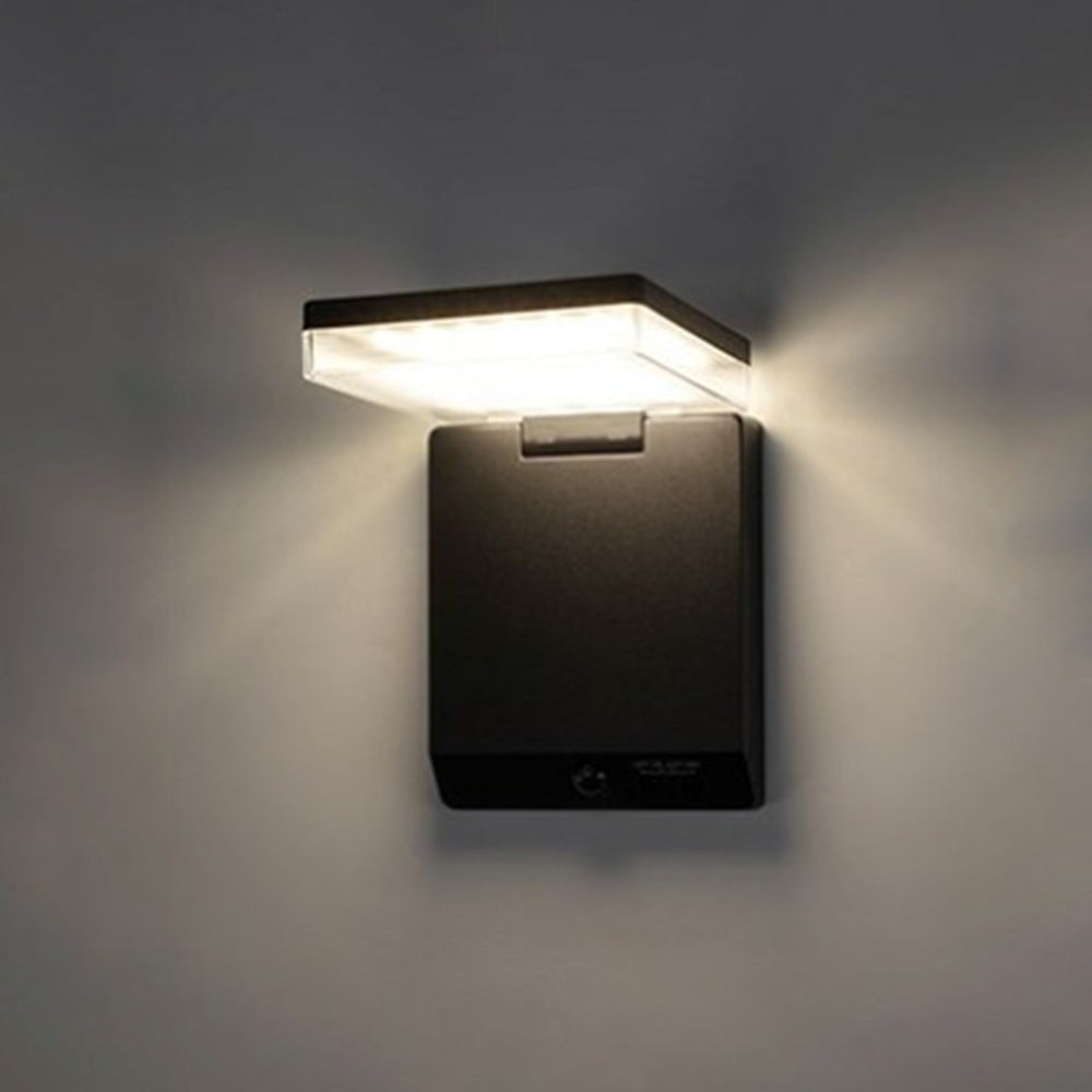 Orr Modern Minimalist Right-Angle Acrylic Sensor Solar Waterproof Outdoor Wall Lamp, Black