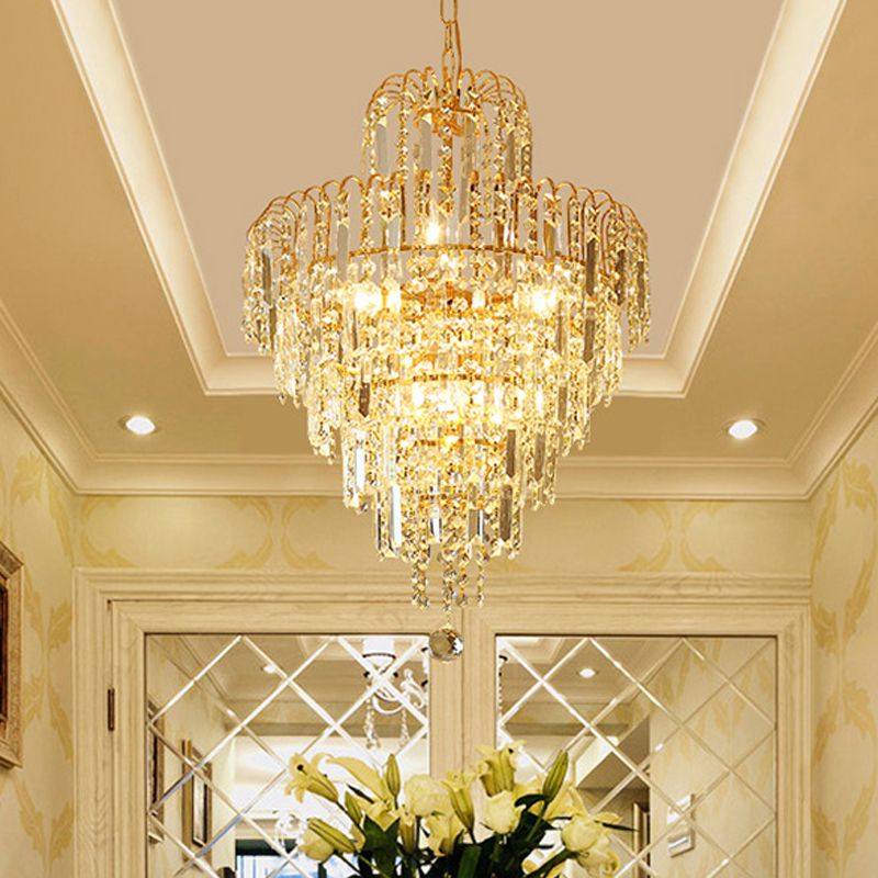 Marilyn Luxury 5 Layers Tassel Crystal Chandelier, Gold