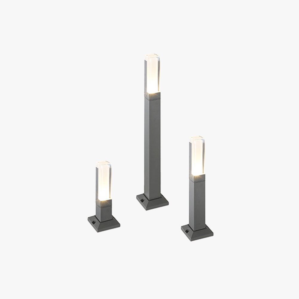Pena Modern Rectangular Column Solar Outdoor Path Light, Black