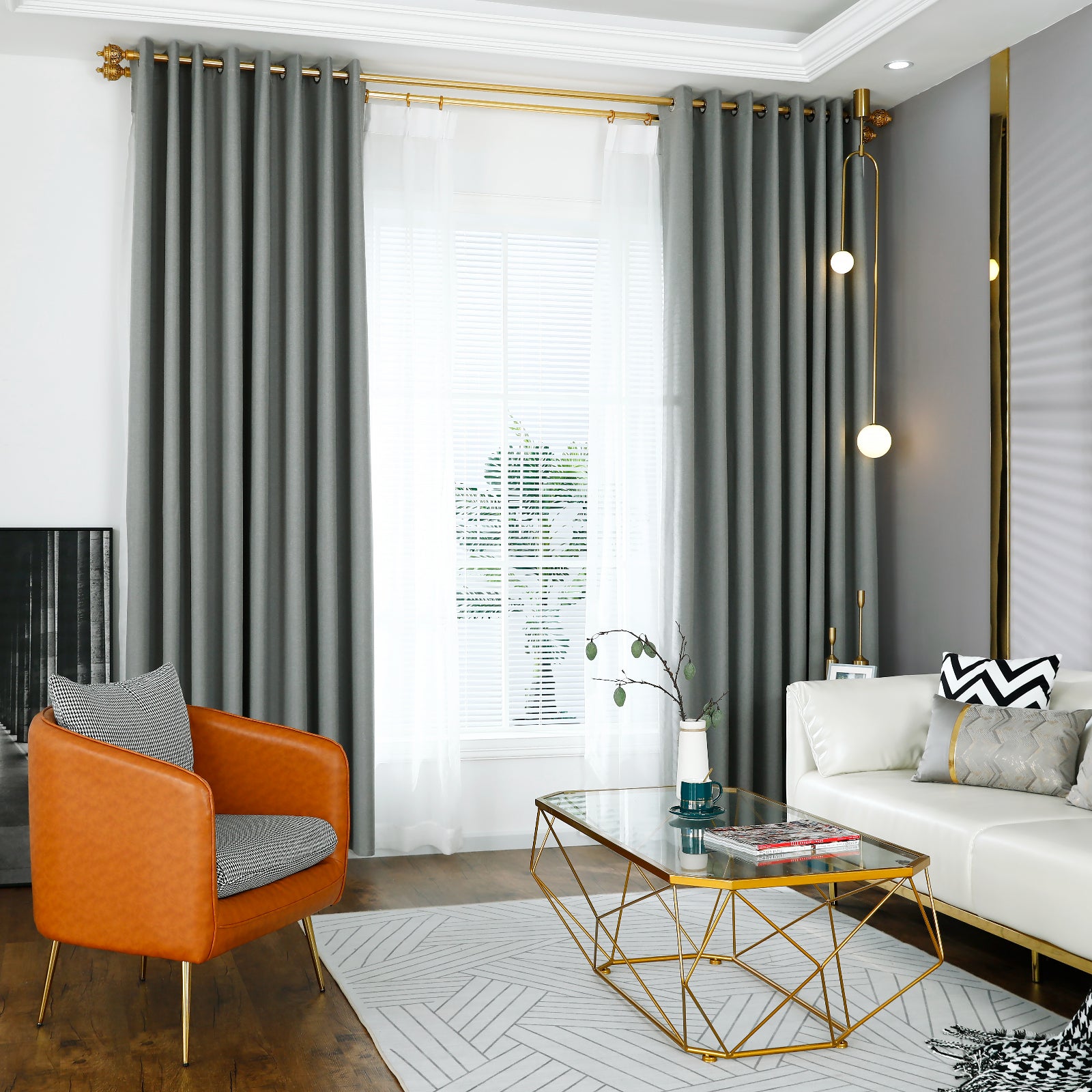 Modern Linen Solid Color Blackout Thermal Insulated Curtains