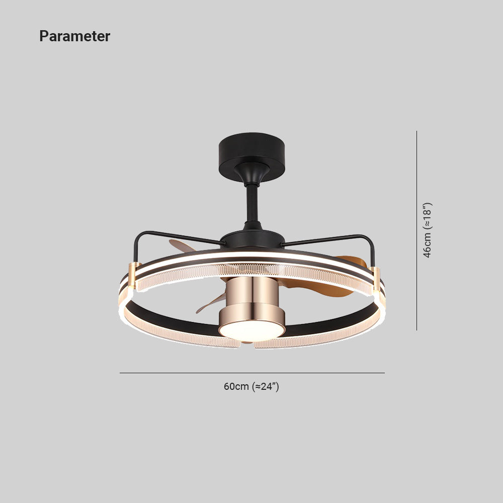 Kelley Ceiling Fan with Light, 2 Style, Aluminium & Metal, 24''