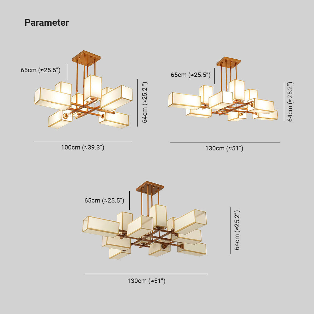 Lacey Pendant Light Square Retro, Metal/Fabric, Black/Gold, Living Room