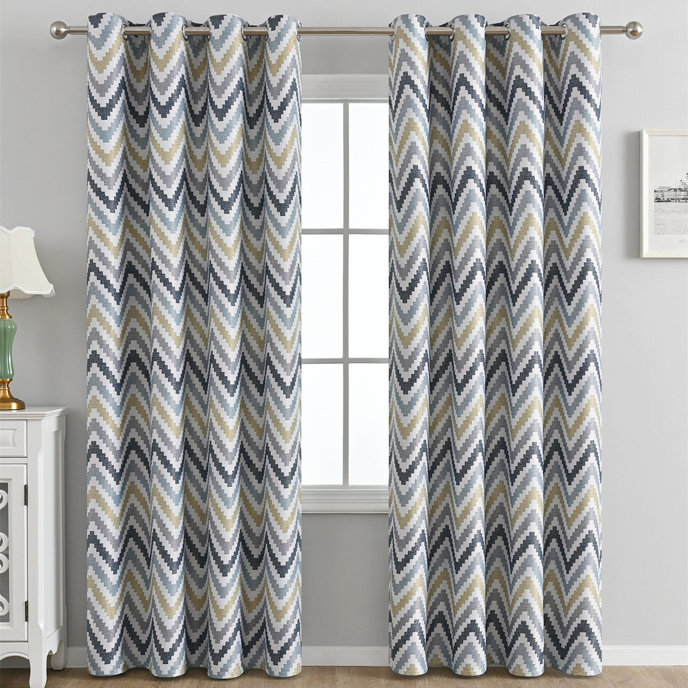 Modern Geometric Simple Pinstripe Pattern Thermal Blackout Curtain