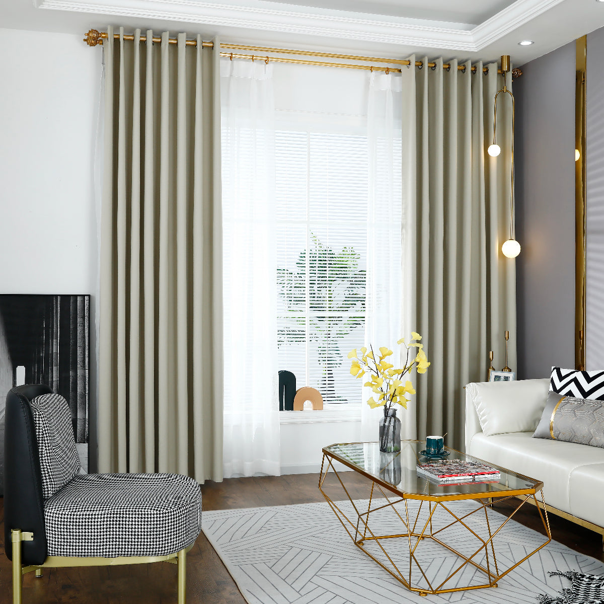 Modern Linen Solid Color Blackout Thermal Insulated Curtains