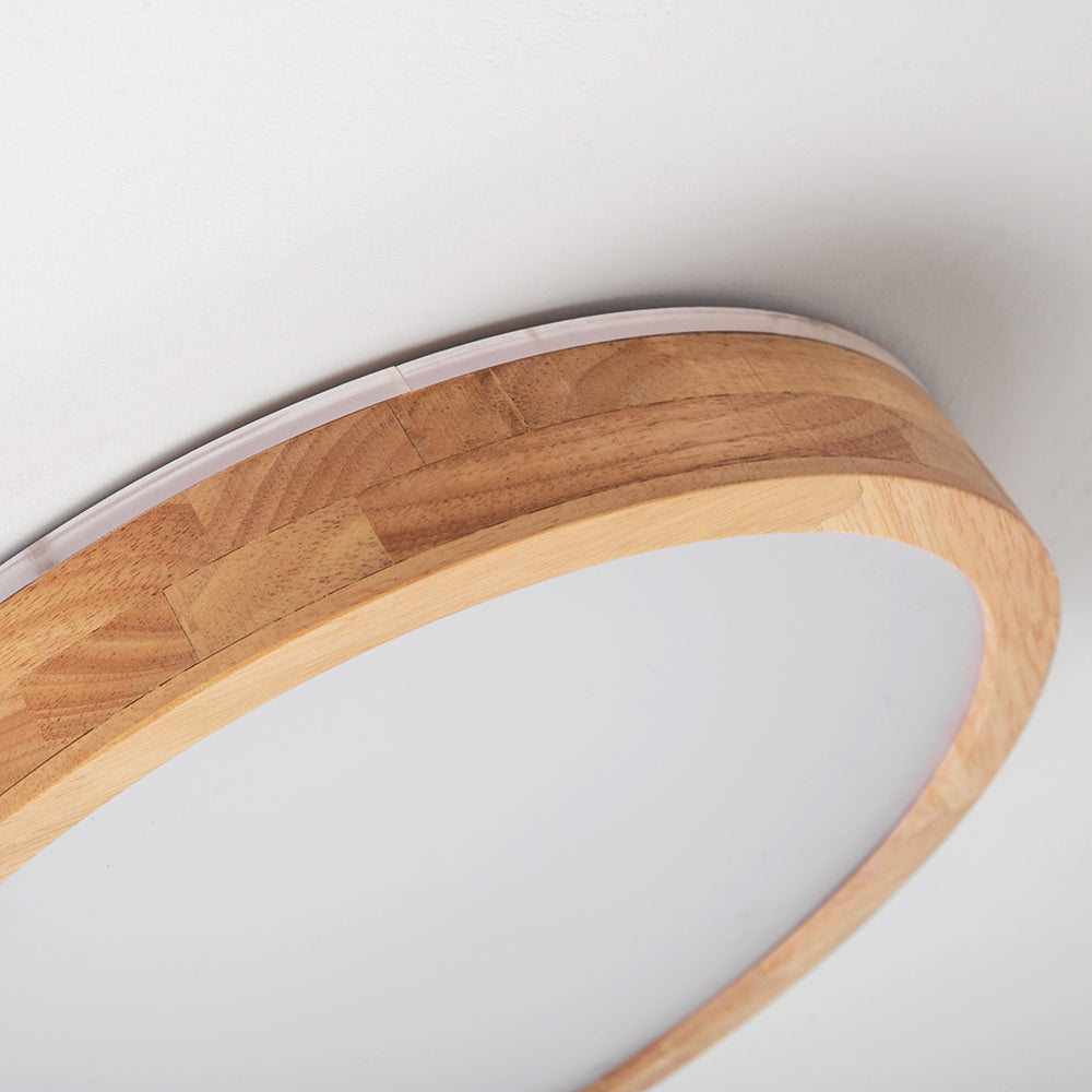 Ozawa Nordic Round Acrylic/Wood Flush Mount Ceiling Light, Wood