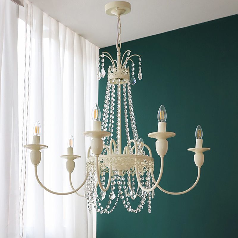 Silva Pendant Light Candle French, Crystal/Metal, White, Bedroom