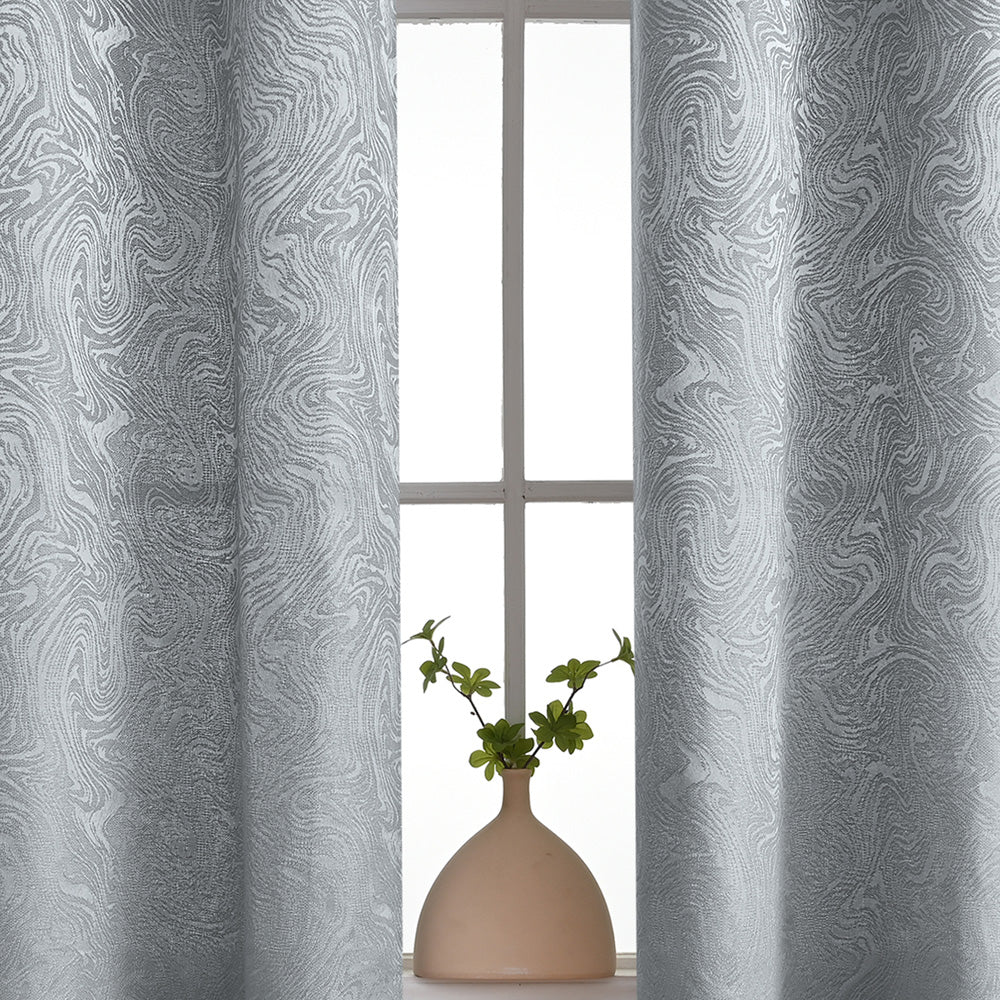 Modern Blackout Curtains Waves Textured, Gray/Blue/Green, Living Room