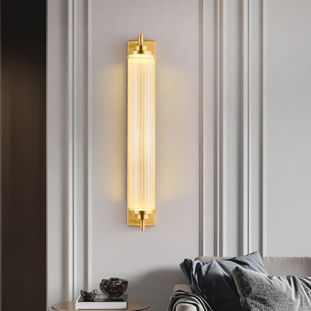 Kristy Modern Cylindrical Metal/Crystal Mirror Front Wall Lamp, Gold