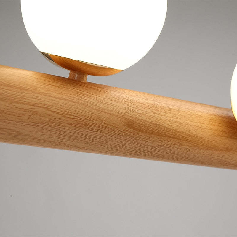 Valentina Glass Bubble Pendant Light, Wood/Walnut