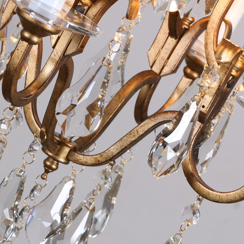 Silva Vintage Luxury Candle Crystal/Metal Chandelier, Gold