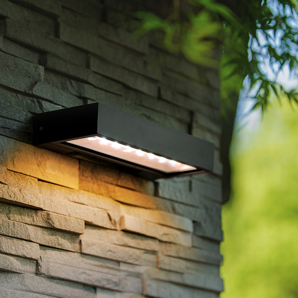 Orr  Modern Metal/Acrylic Solar Waterproof Outdoor Wall Lamp, Black