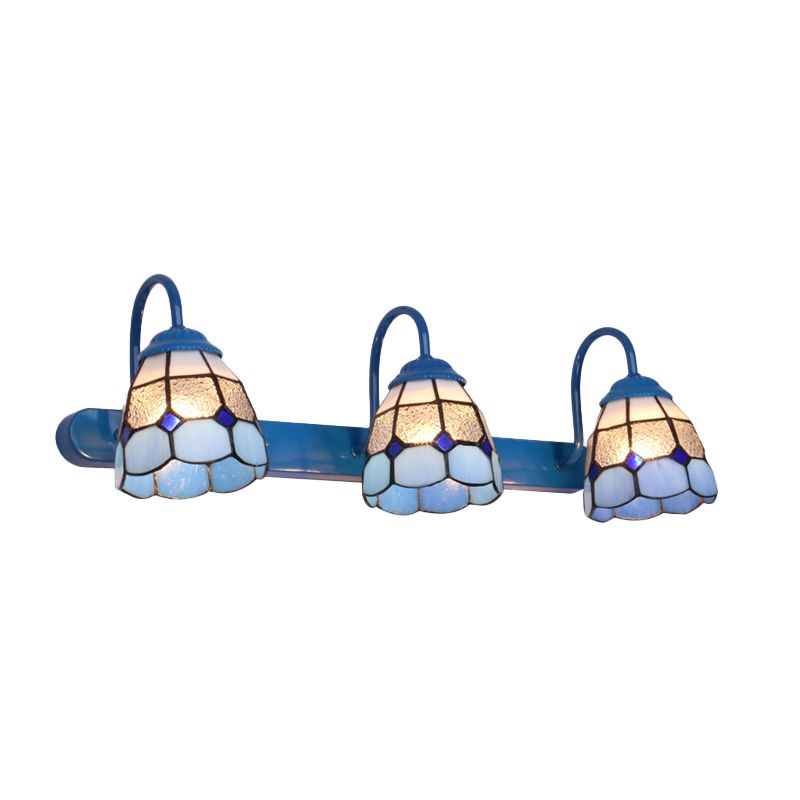 Baxter Vintage Flower Shaped Metal&Glass Bedroom Wall Lamps, Black/White/Blue