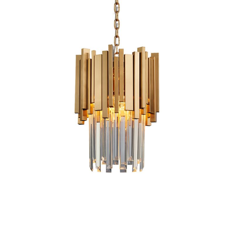 Kristy Modern Crystal Pendant Light, Gold & Chrome
