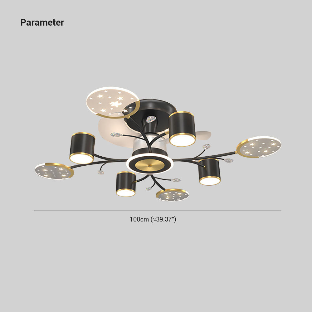 Madina Ceiling Fan with Light, 6/8/10/12 Heads, 39.3''