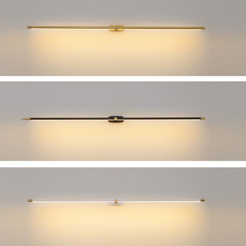 Leigh Minimalist Linear Metal/Acrylic Wall Lamp, White/Black/Gold